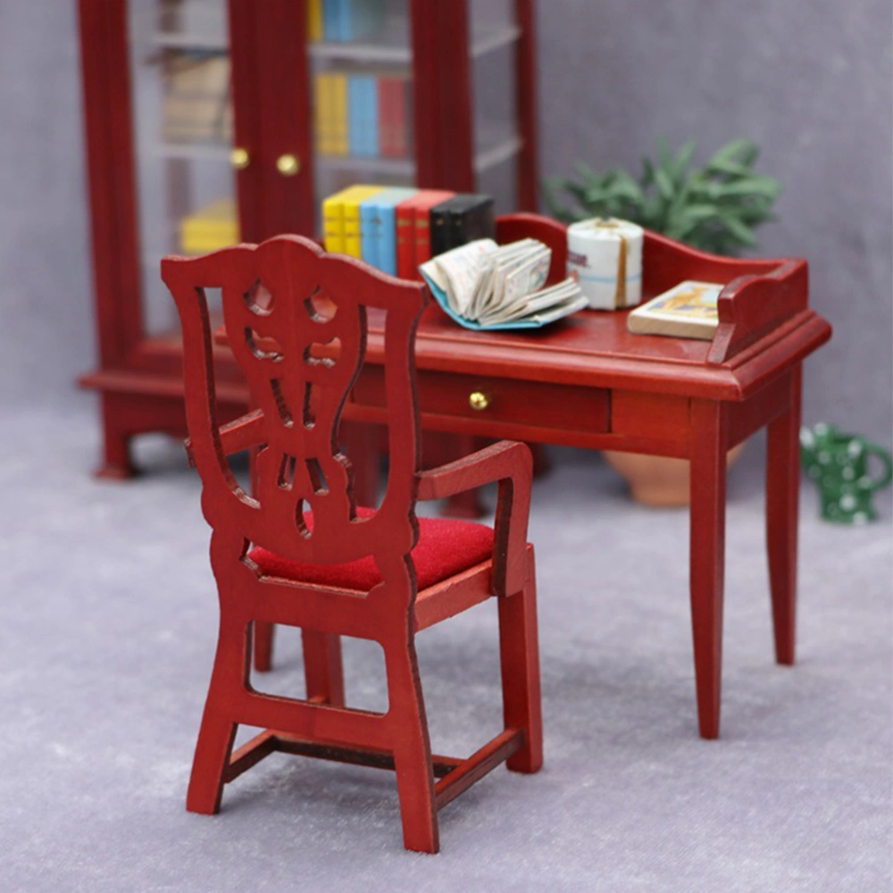 2pcs Dollhouse Chair Mini Wooden Chair DollHouse Furniture Dollhouse Accessories