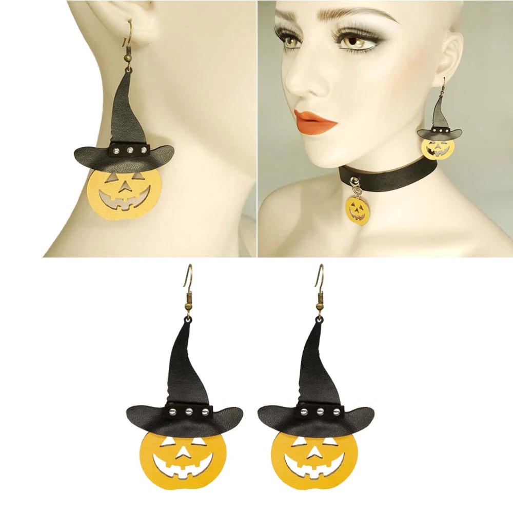 1 Pair of Halloween Earrings Pumpkin Decor Eardrop Earrings for Party Dance Festival