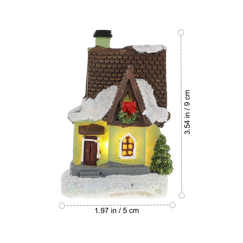 Christmas Mini House Battery-operated Dollhouse Resin House Miniature Snow Villa