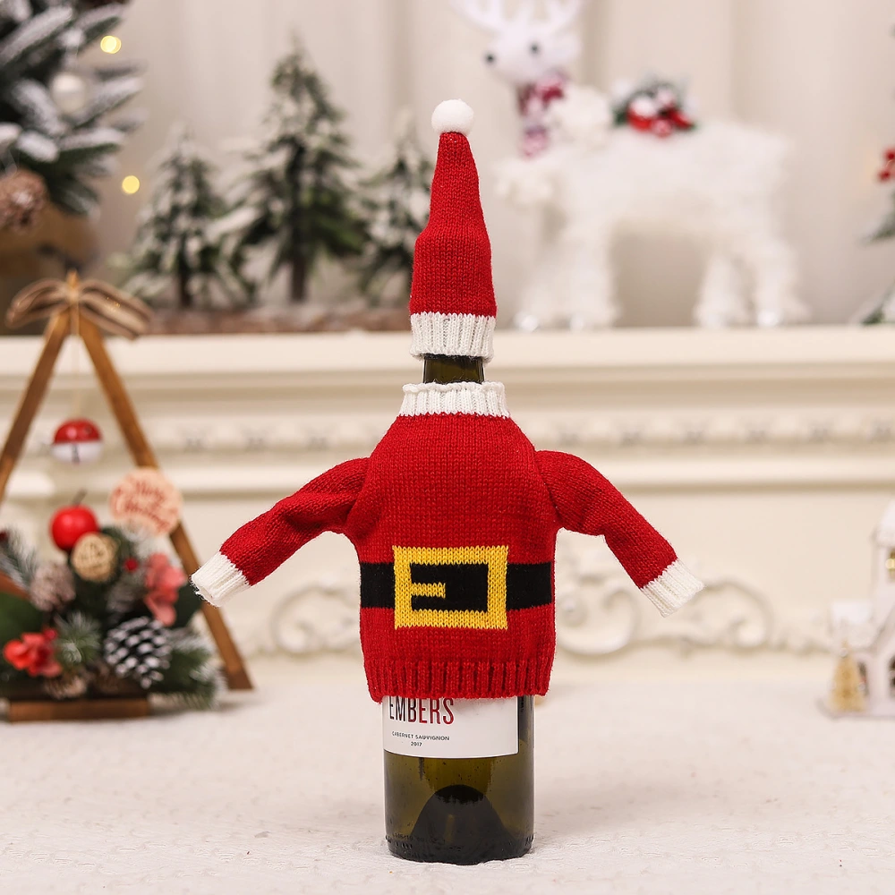 1 Set Christmas Mini Wine Bottle Hat Xmas Wine Bottle Sweater Wine Bottle Cover