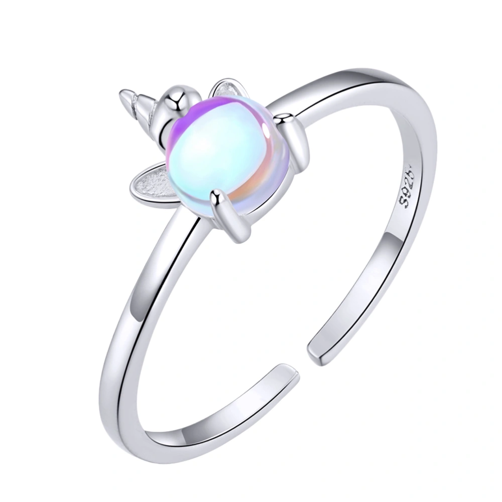 Unicorn Ring Opening Silver Fashion Funny Beautiful Decorative Ring for Woman (Silver)