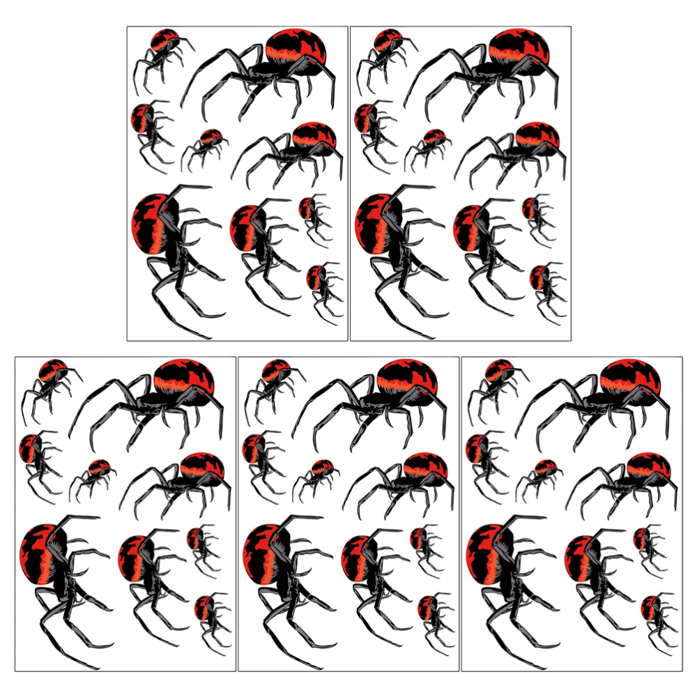 5 Sheets Halloween Spider Window Stickers Waterproof Stickers (assorted Color)