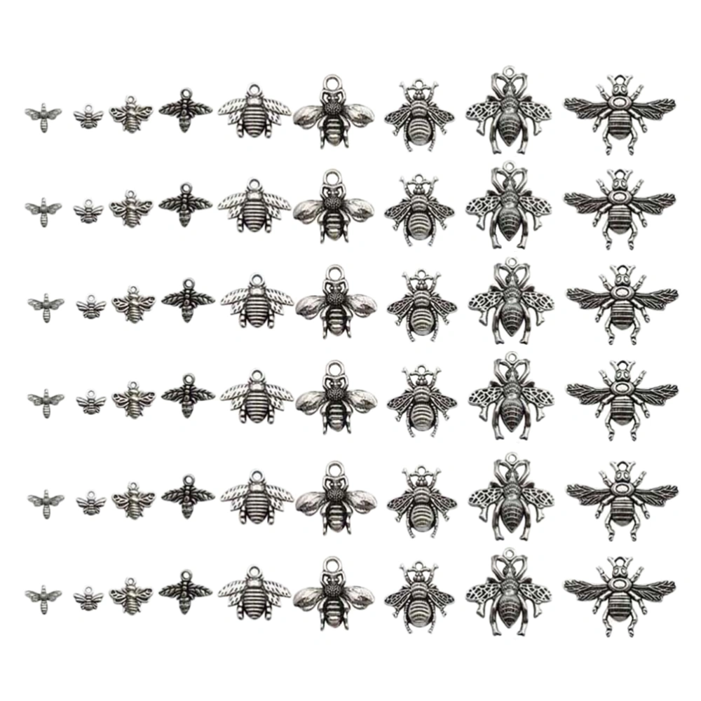 80pcs Retro Alloy Pendant Antique Silver Bee Charms DIY Jewelry Accessories for Necklace Bracelet (Mixed Styles)