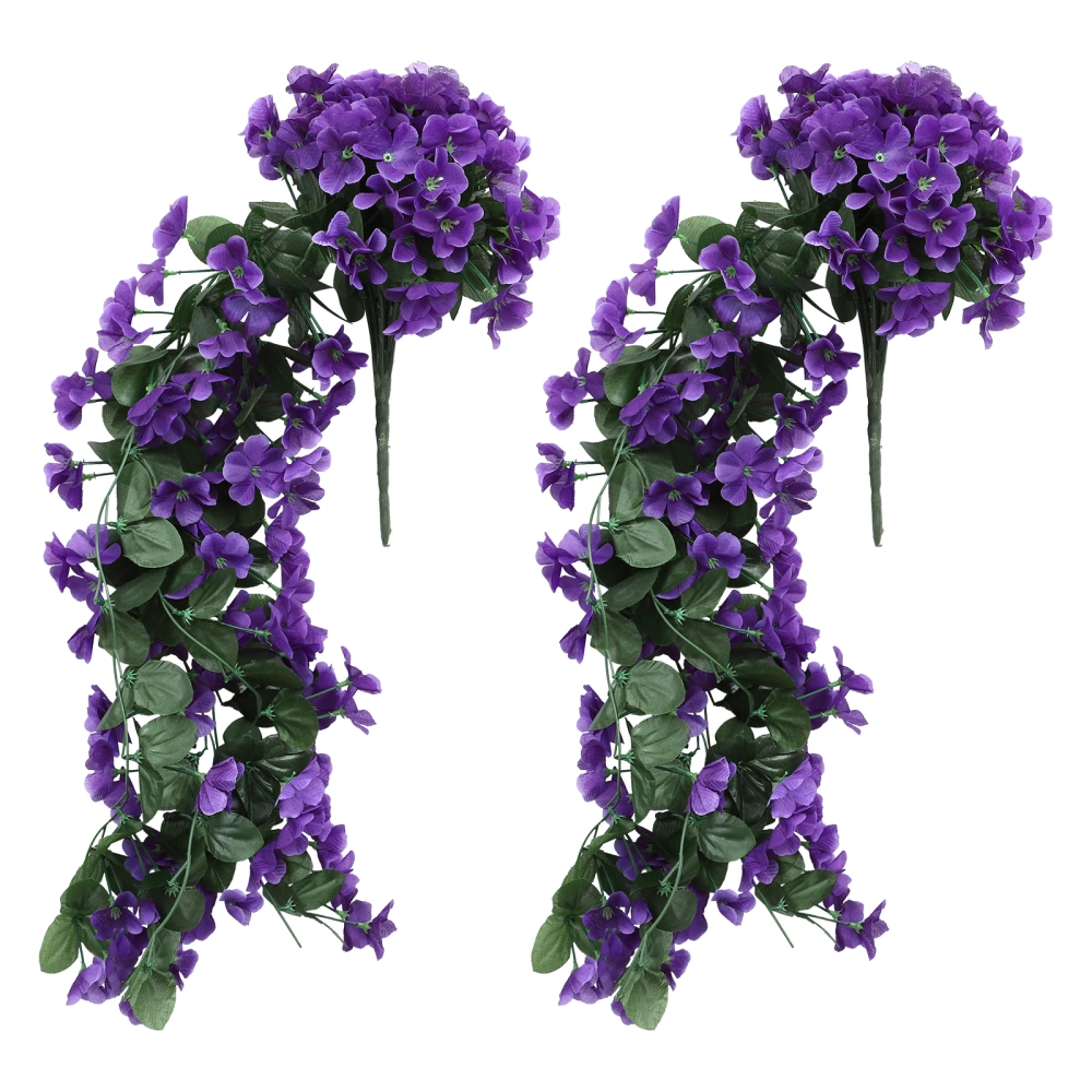 2pcs Beautiful Simulation Violet Flowers Artificial Hanging Faux Flowers