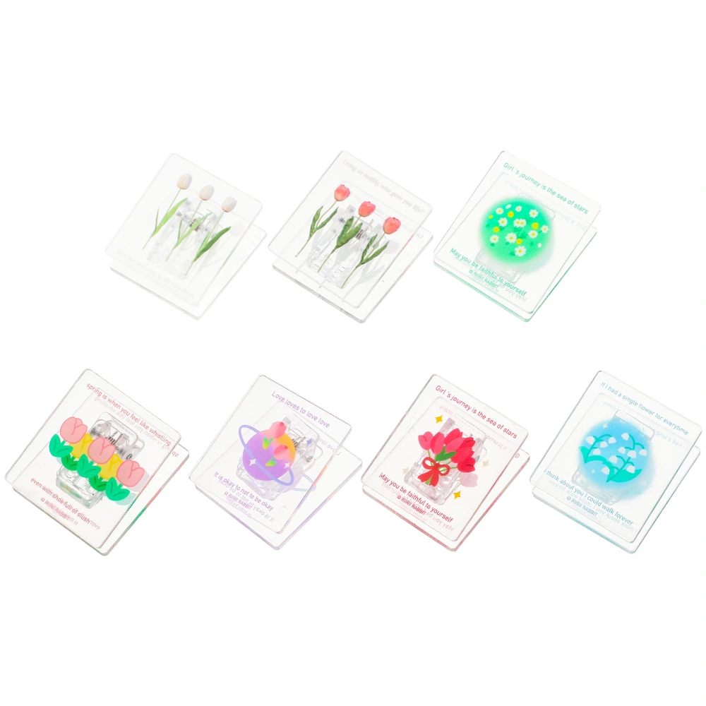 7Pcs Flower Pattern Clamps Adorable Clips Household File Clips Office Supply