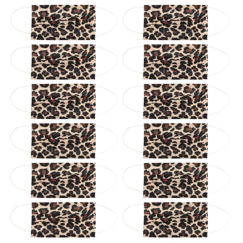 50pcs Adults Mask Dust-Proof Cover Leopard Printing Mask Practical Mask