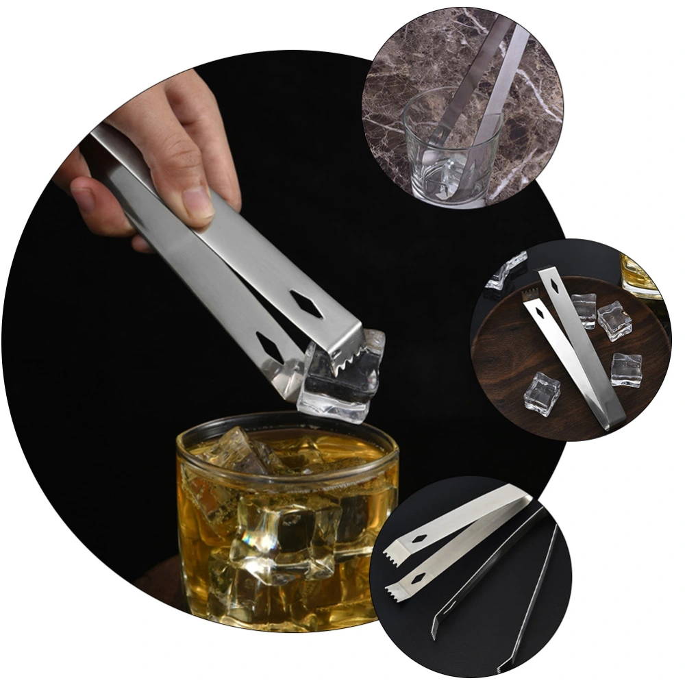 1 Set 4Pcs Stainless Steel Ice Cube Tongs Bar Coffee Sugar Tongs (Silver)