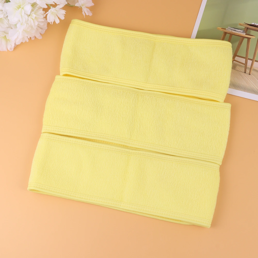 3PCS Simple Household Headbands Washing Face Makeup Hair Bands Adjustable Bathroom Headwear for Women Girls Yellow