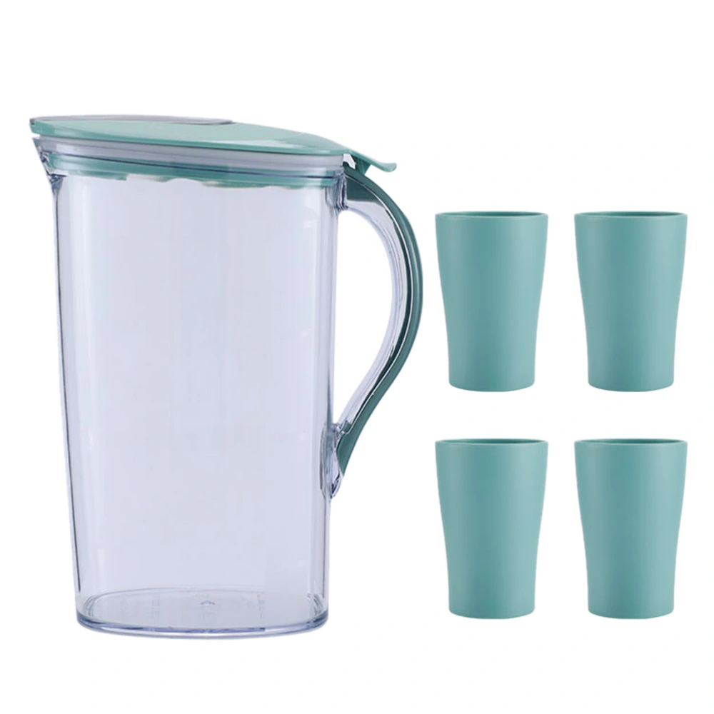 1 Set Plastic Cold Water Kettle with Cups Visible Water Kettle Set (Green)