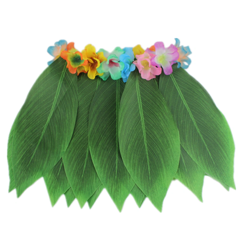 28 Inches Colorful Flower Hawaii Leaf Skirt Performance Skirt Luau Party Costume Tropical Photo Props Hula for Adults (Waist Circumference 70cm)