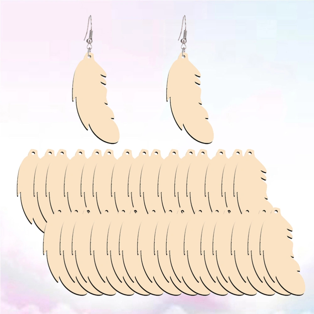 50pcs Wooden Earrings Wooden Eardrop Simple Elegant Ear Accessories Casual Jewelry Party Ear Ornament for Women Girls (Beige)