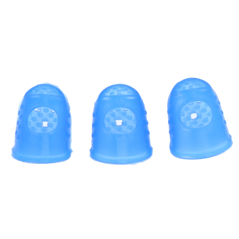 3 Pcs Finger Tips Protection Non-slip Anti-scalding Fingertip Grips Finger Tip Protector for Counting Collating and Sorting or Guitar Players (Dark Blue, Size L)