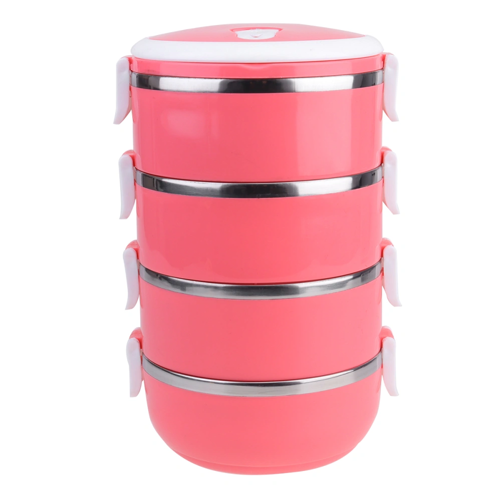 1PC Stainless Steel Lunch Box Separate Insulated Lunch Box Color Multilayer Monolayer Lunch Box Portable Food Container for Students Staff Use Rosy Size 1 4-layer Style