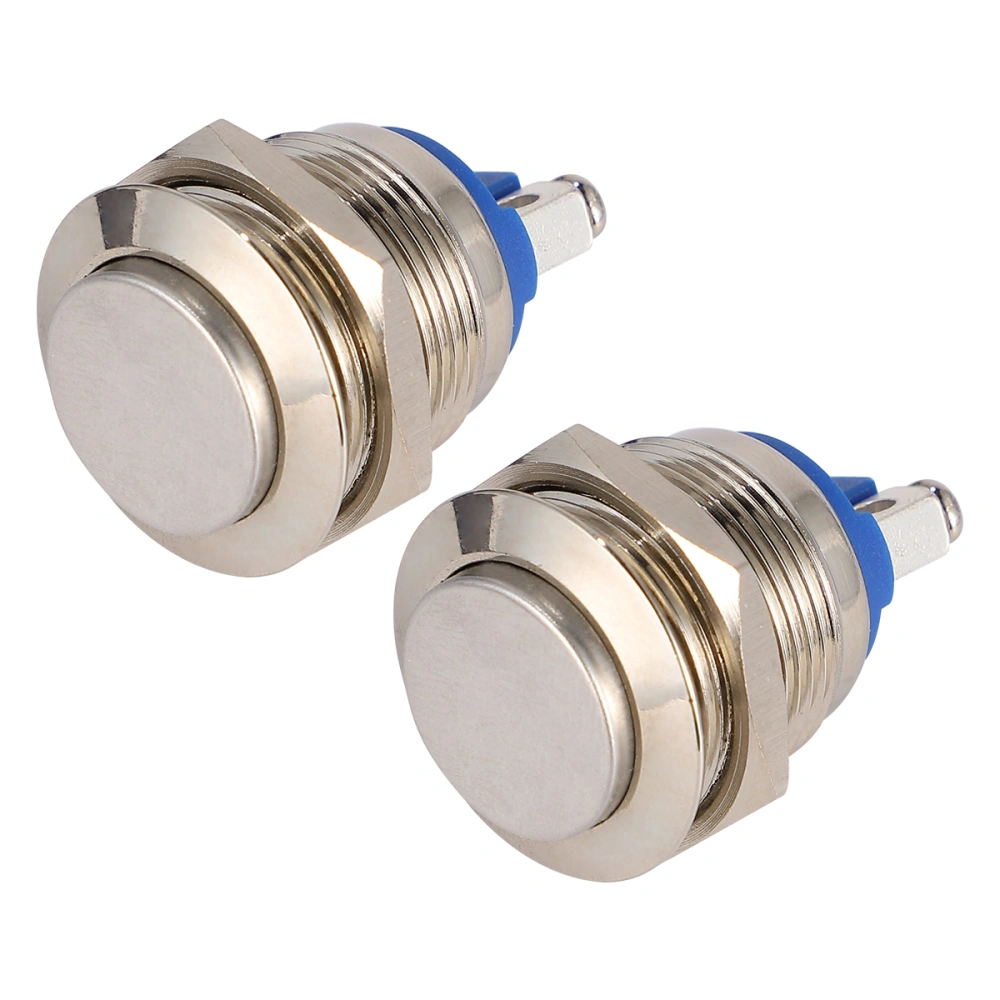 2pcs 19mm High Waterproof Momentary Stainless Steel Metal Push Button Switch (Silver)