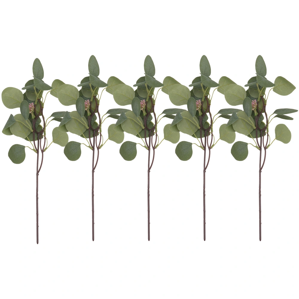 5pcs Artificial Eucalyptus Leaf Simulation Leaf Decor Artificial Leaves  (Green)