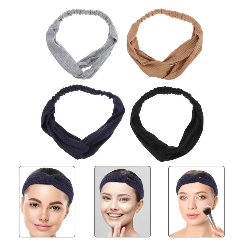 4pcs Elastic Headbands Simple Headbands Girl Face Washing Makeup Hairbands