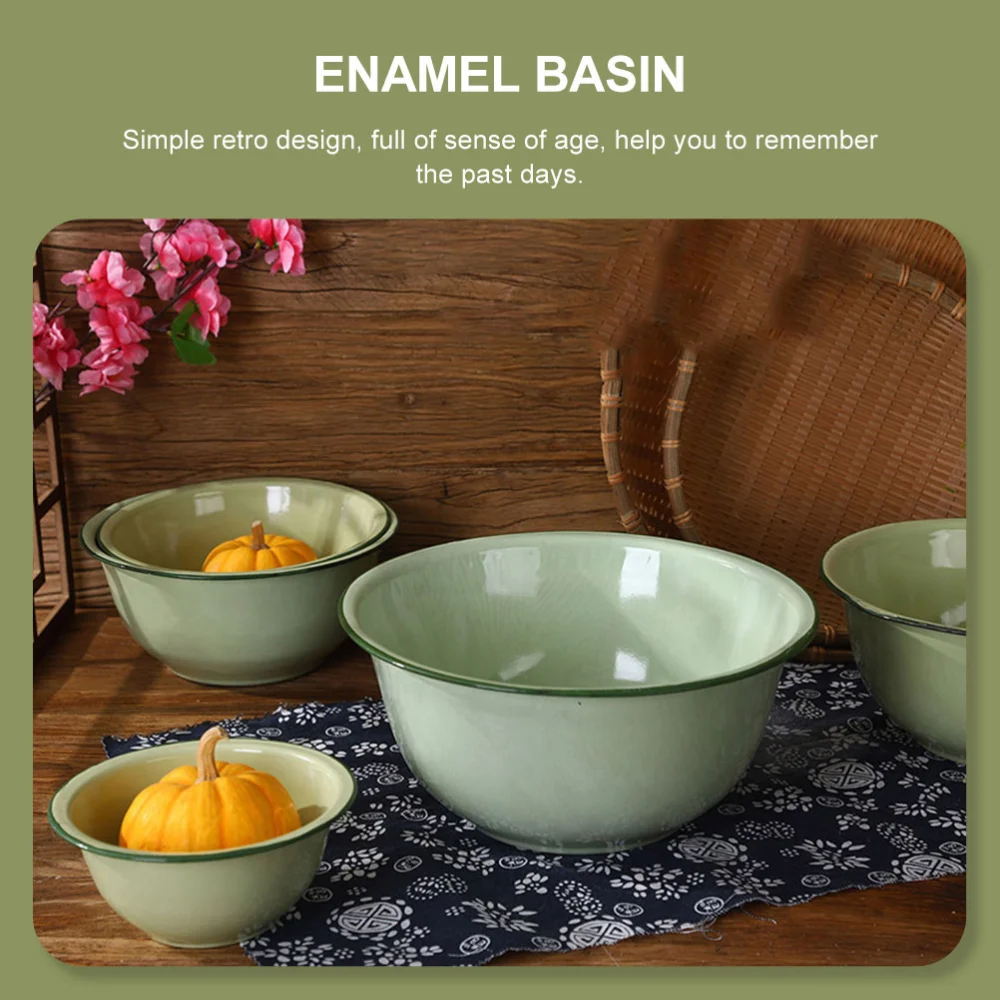 Enamel Basin Household Enamel Basin Thicken Enamel Bowl Food Storage Bowl for Kitchen