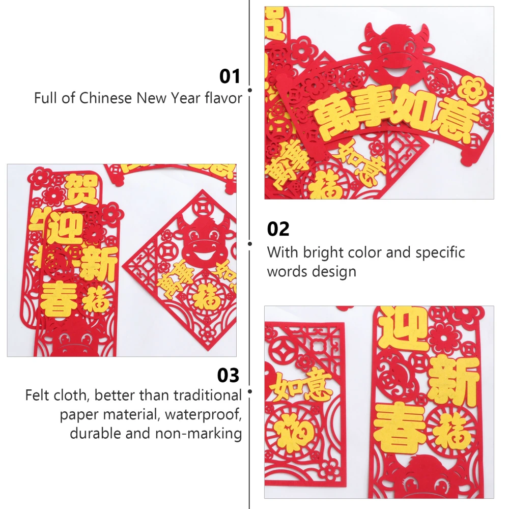 1 Set of New Year Couplet Spring Festival Door Stickers Decorative Pendant (Red)