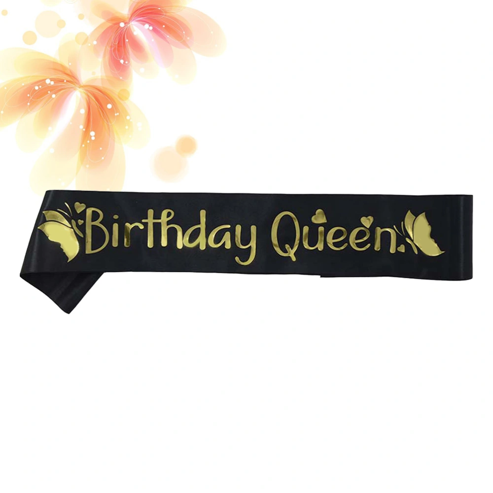 Birthday Party Sash Golden BIRTHDAY QUEEN Letters Etiquette Bands Pattern Satin Decorations Party Favors Accessories