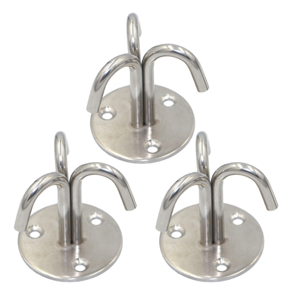 3PCS Stainless Steel Lifting Hooks Three Claw Hooks Durable Overhead Fan Hooks for Living Room Bedroom