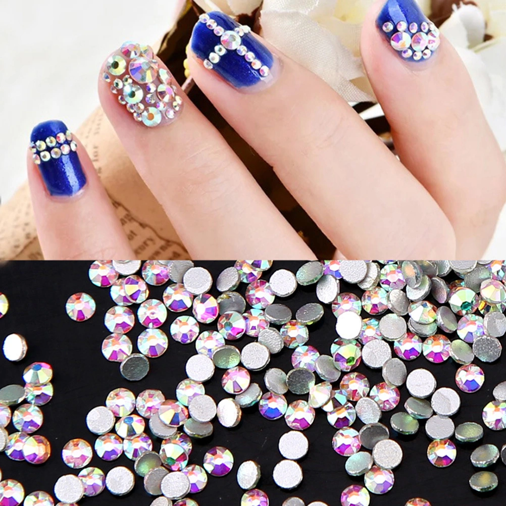 1440pcs Crystal AB Round Rhinestones Nail Art Jewelry Crystal AB Color Flatback Rhinestone Decorations for Nails