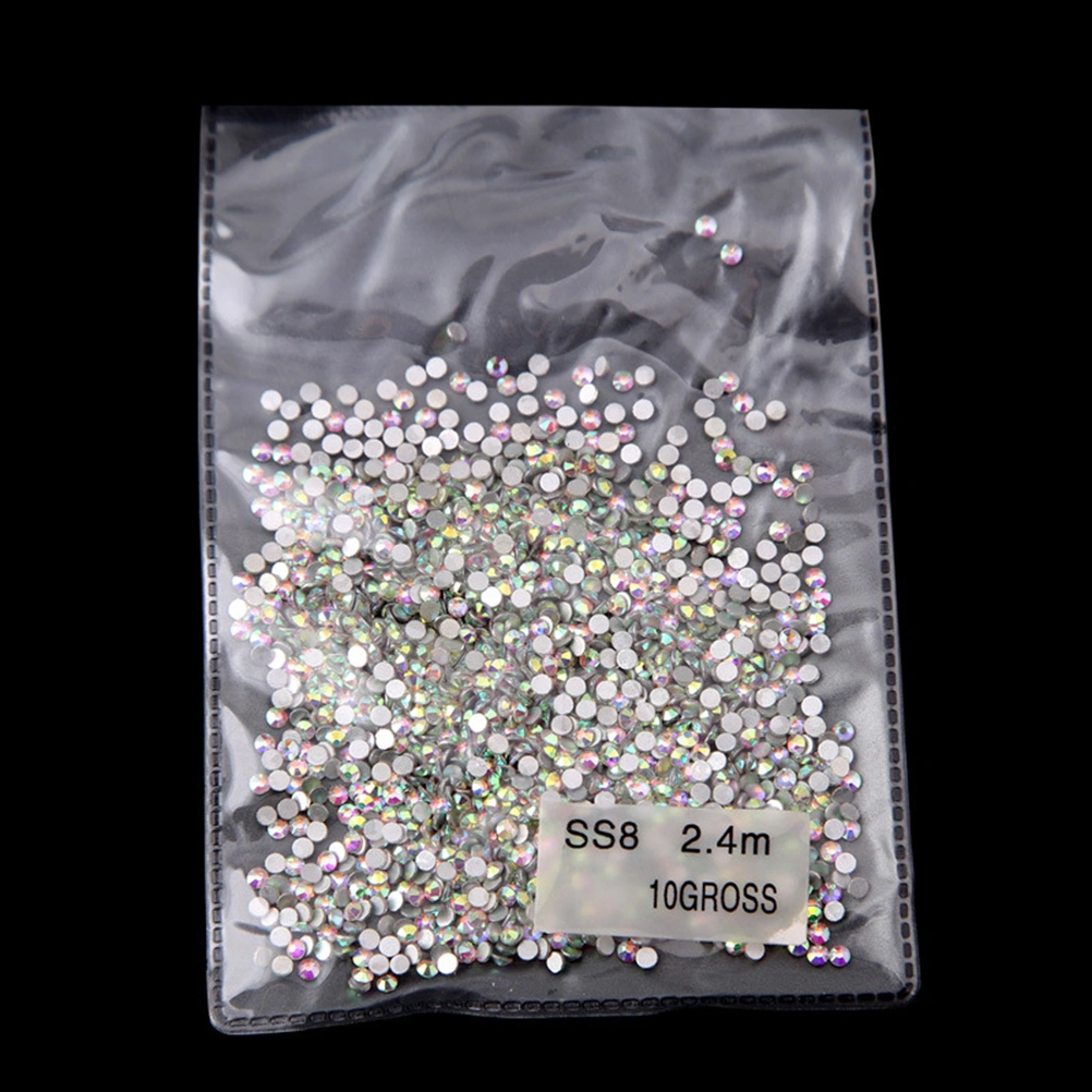 1440pcs Crystal AB Round Rhinestones Nail Art Jewelry Crystal AB Color Flatback Rhinestone Decorations for Nails