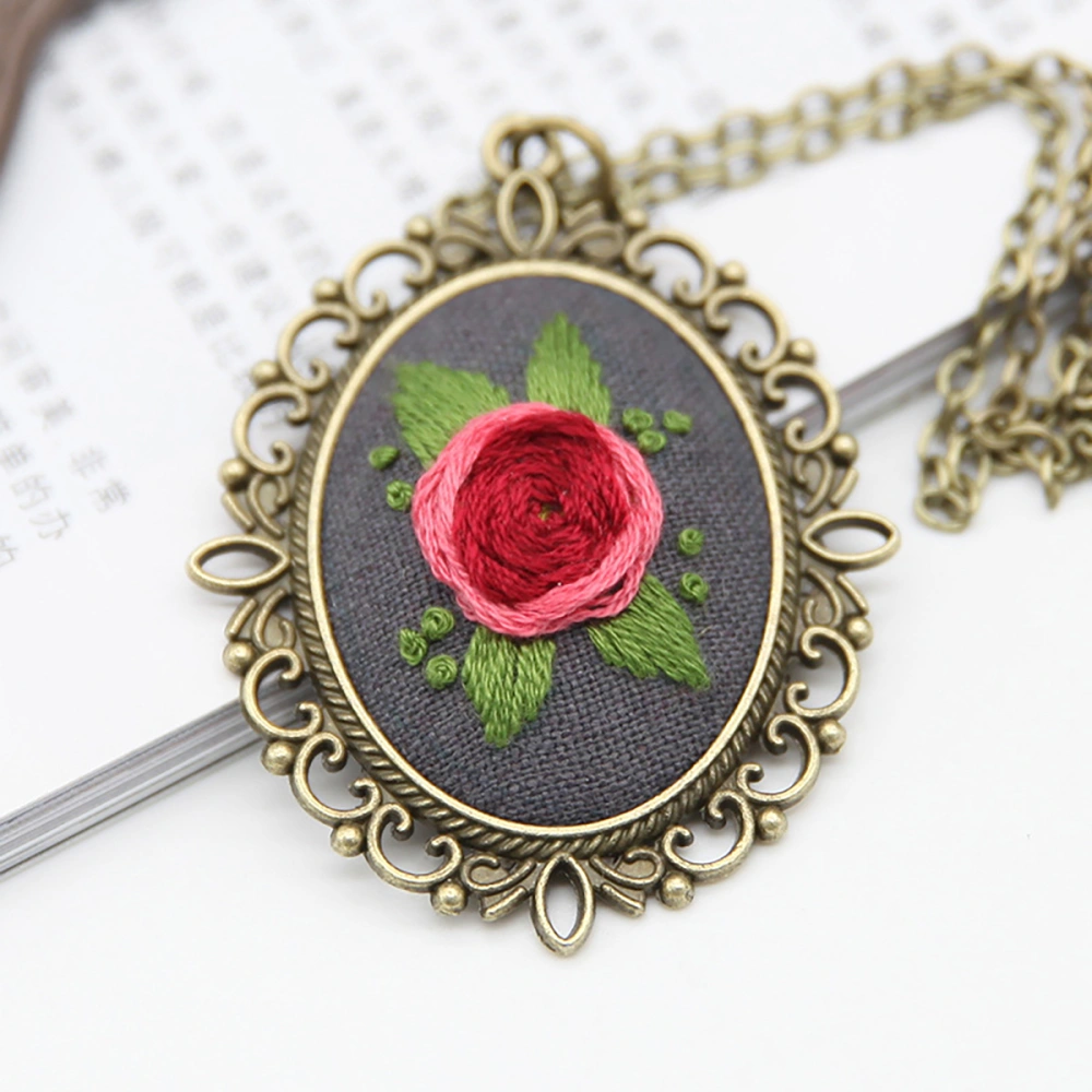 1 Set DIY Practical Embroidery Pendant Flower and Grass Necklace Pendant