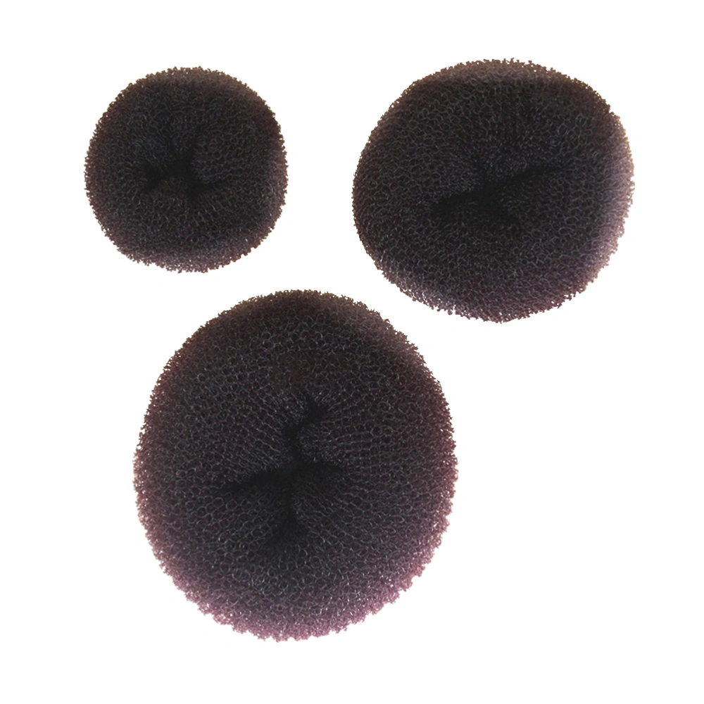 3pcs Hair Donut Bun Maker Sponge Hair Styling Tools Hairdressing Accessories (Coffee)