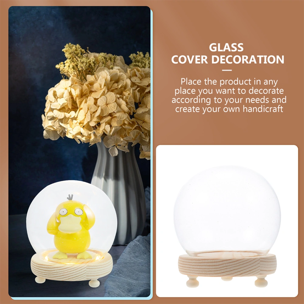 1 Set of Glass Display Dome with Luminous Base Flower Glass Cover Desktop Craft