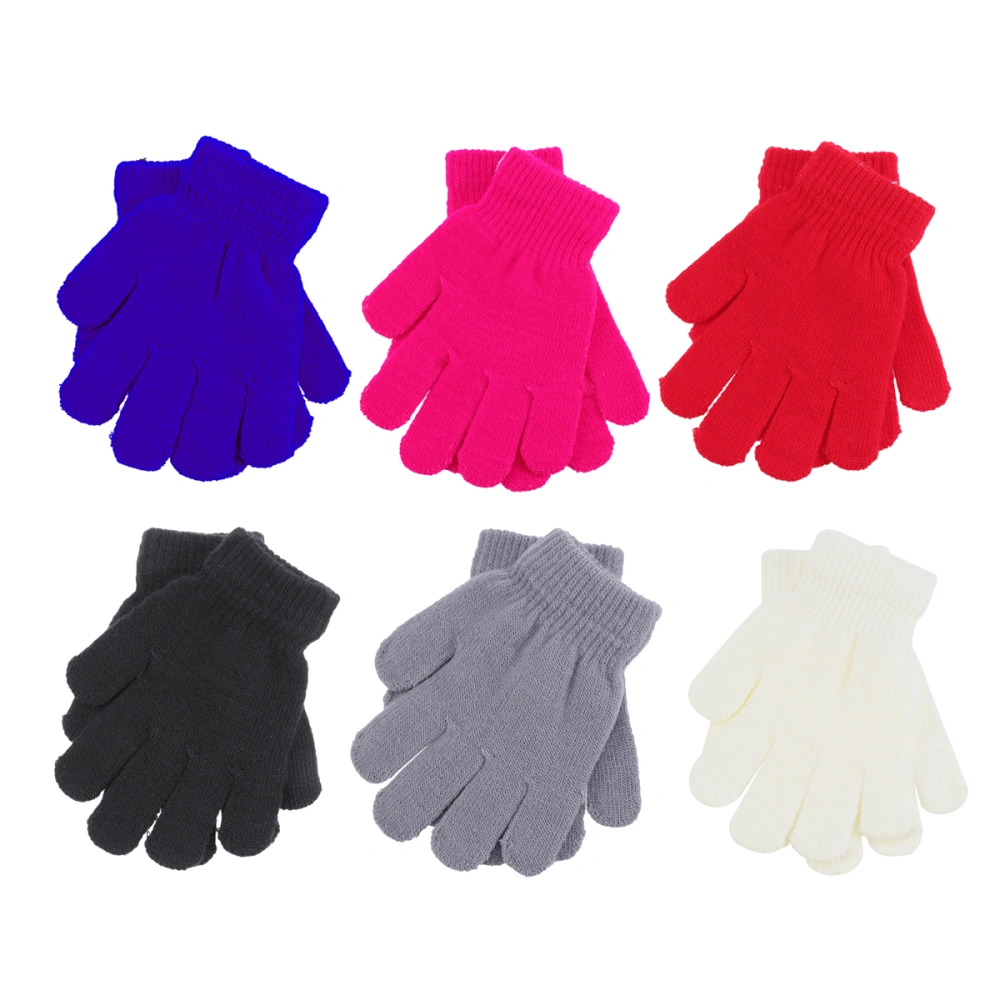 6 Pairs Kids Gloves Winter Warm Gloves Colorful Gloves Cold Protection Gloves for Children (Random Color)