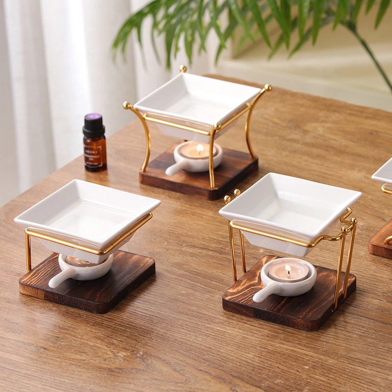 1 Set Ceramic Dish Essential Oil Burner Scented Wax Melt Warmer with Tealight Candle Holder