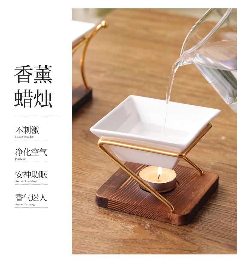1 Set Ceramic Dish Essential Oil Burner Scented Wax Melt Warmer with Tealight Candle Holder