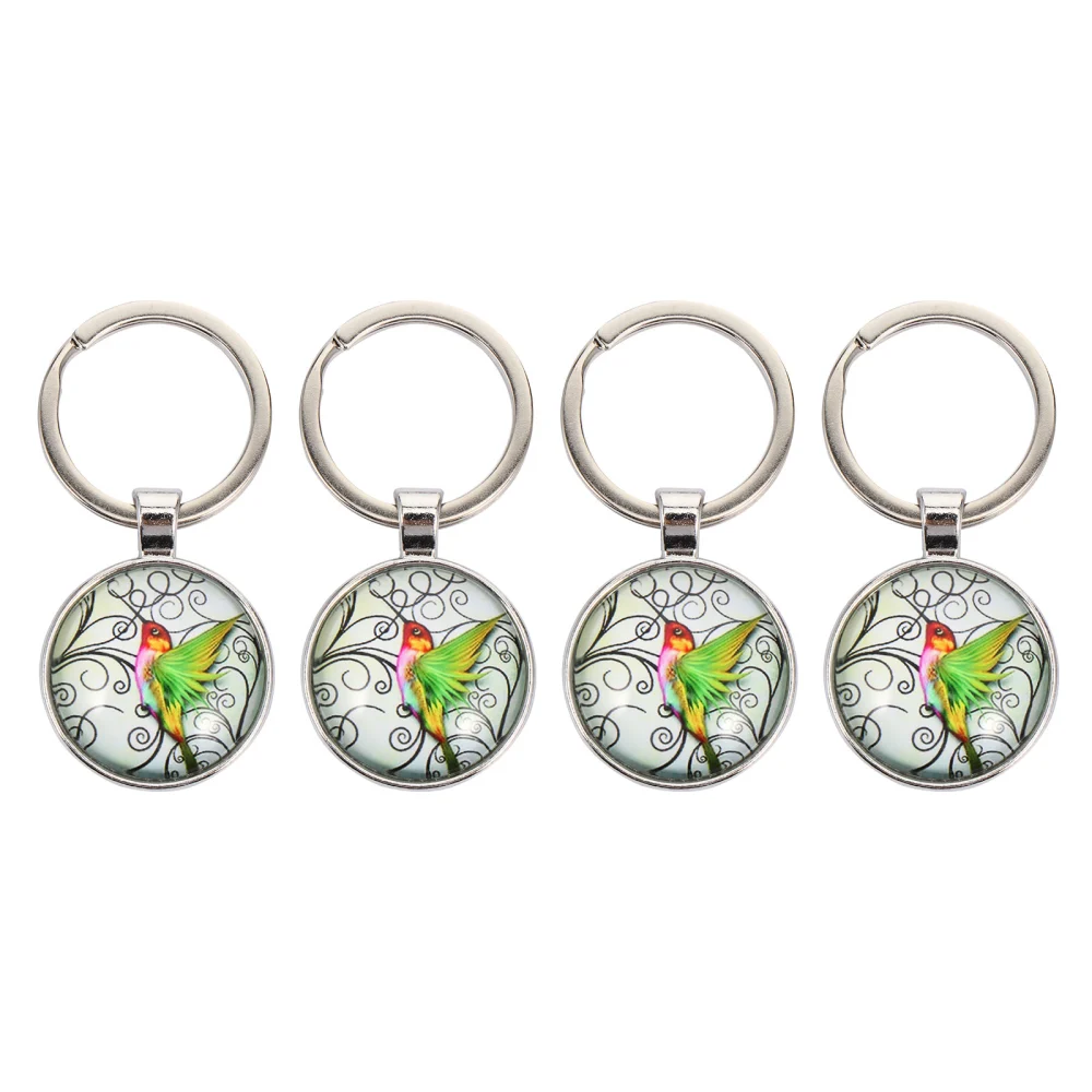 4Pcs Creative Hummingbird Keychains Adorable Key Rings Decorative Pendants