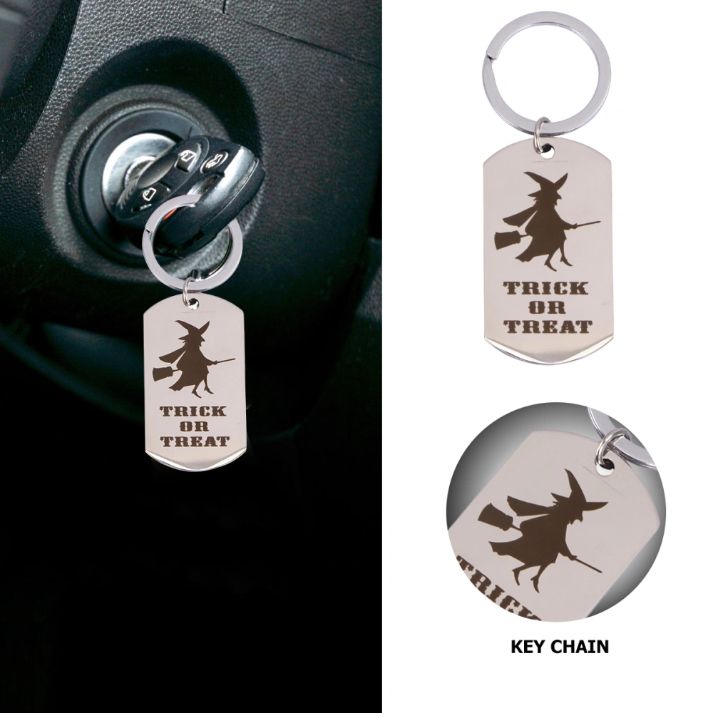 2 Pcs Stainless Steel Bag Pendants Witch Key Chains