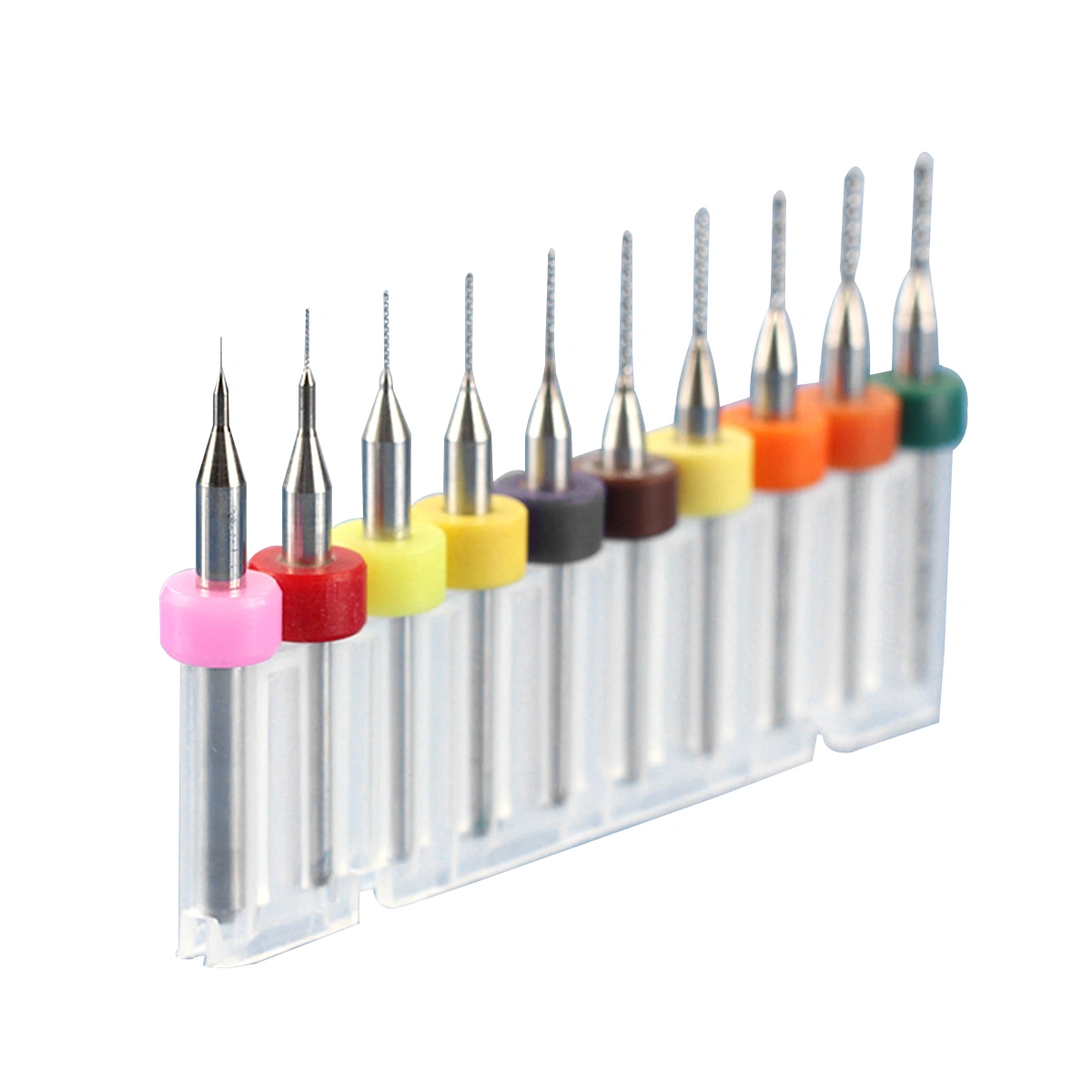 10pcs 0.3mm to 1.2mm Carbide PCB Rotary Tool Jewelry CNC Engraving Drill Bits Set