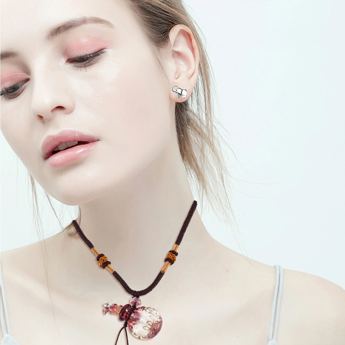 Baroque Coloured Essential Oil Bottle Pendant Mini Crystal Perfume Bottle Necklace Pendant