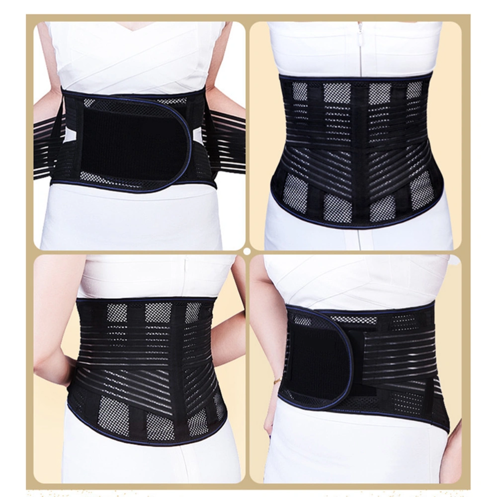 Self-Heating Waist Supporter Breathable Spontaneous Thermal Belt Lumbar Lower Back Brace and Support Belt with Dual Adjustable Straps (L)