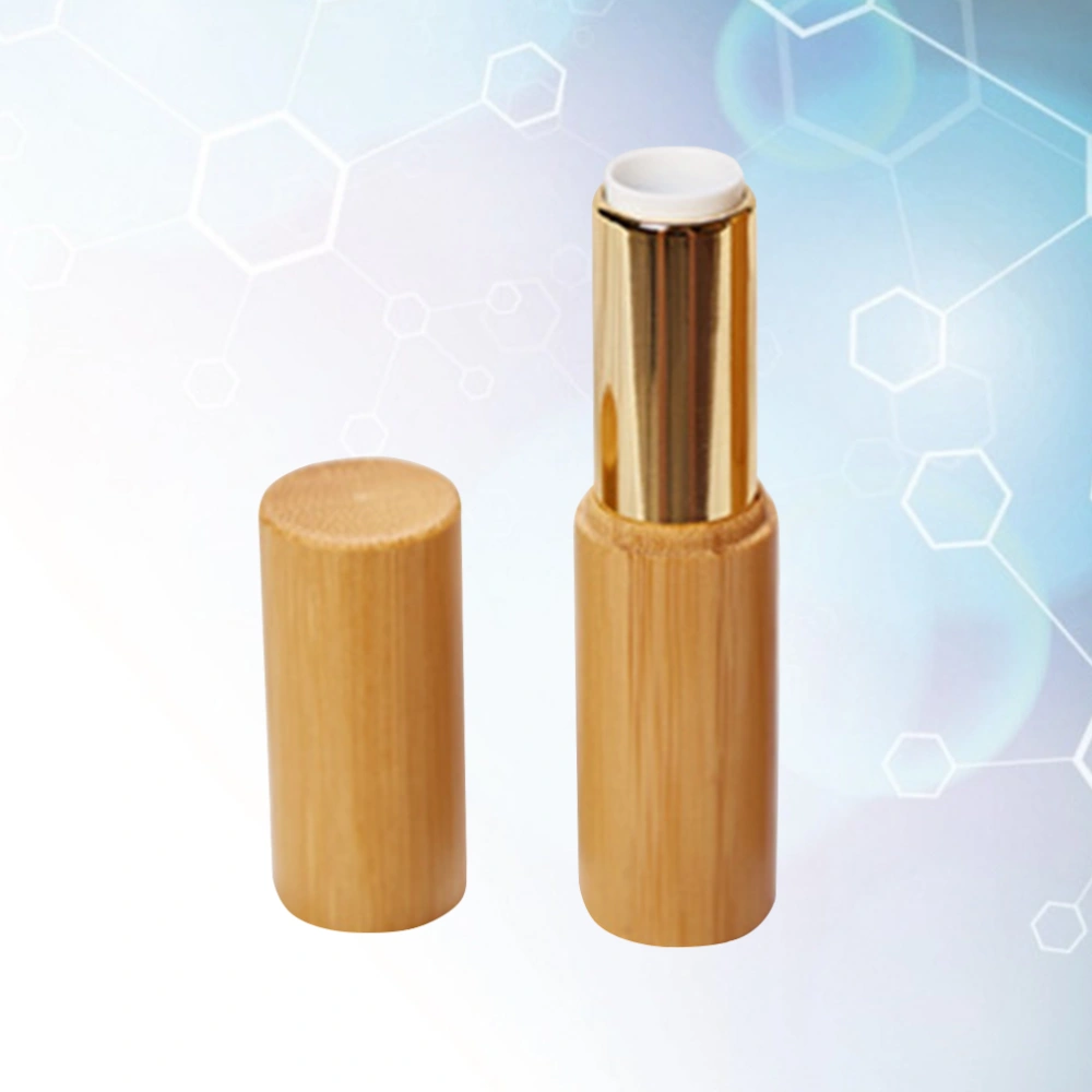 Diameter 12.1mm Empty Lipstick Balm Tube DIY Bamboo Lipstick Container (Golden)