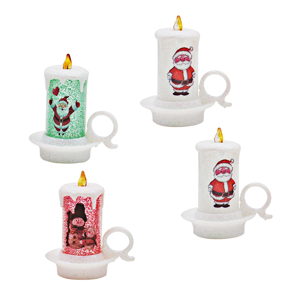 4pcs Christmas LED Night Light Decorative Candle Lights Party Supplies for Bar Home Garden (Random Pattern)