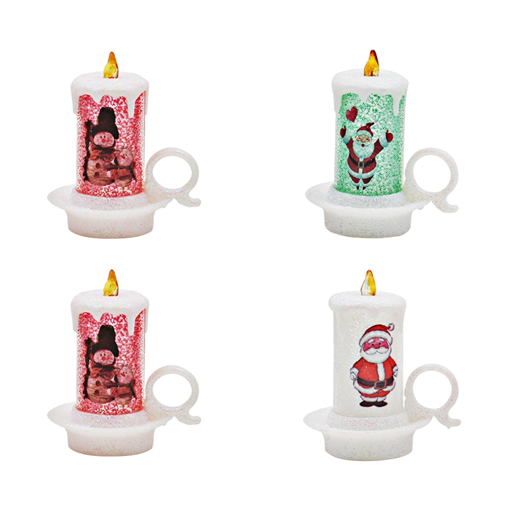 4pcs Christmas LED Night Light Decorative Candle Lights Party Supplies for Bar Home Garden (Random Pattern)