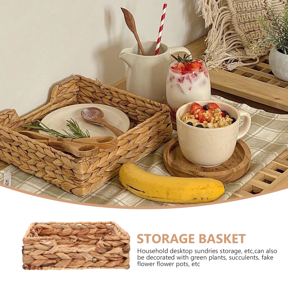 Pastoral Style Water Hyacinth Grass Woven Storage Basket Grass Woven Basket