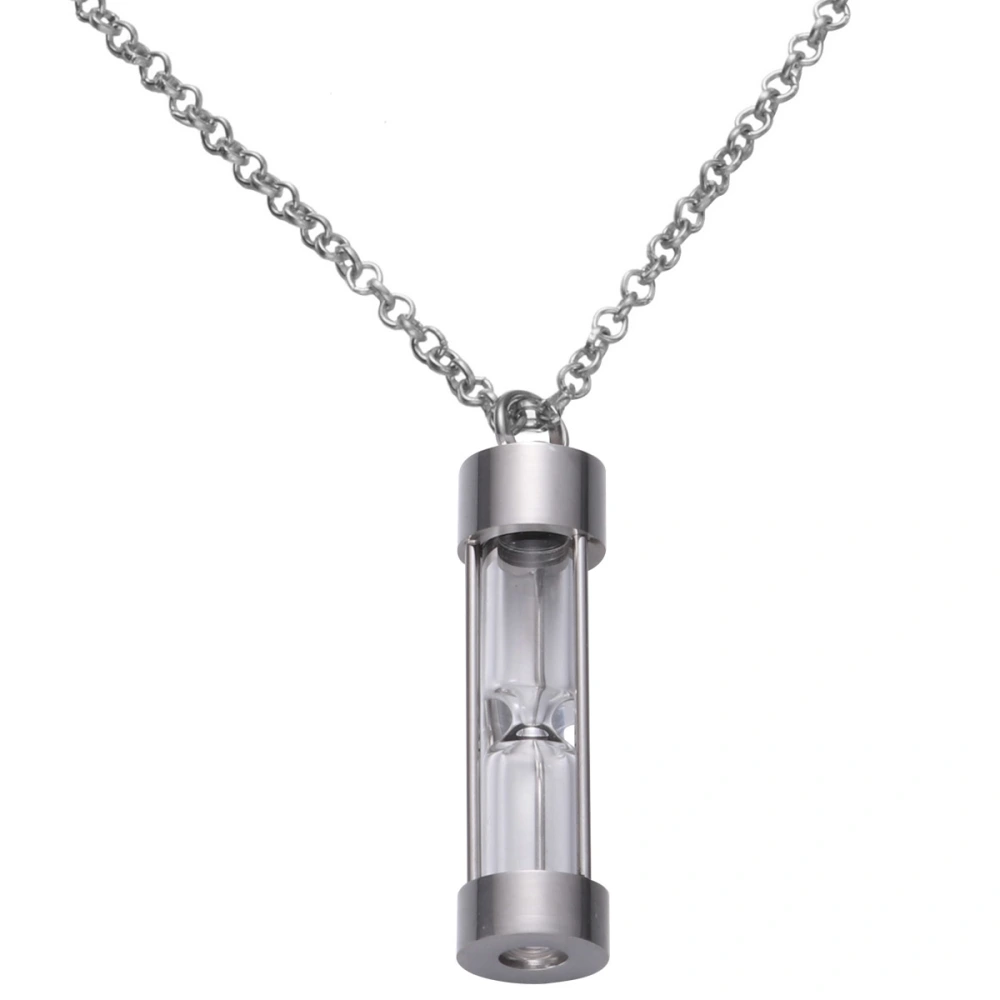 Stainless Steel Sand Glass Design Necklace Memorial Cremation Ashes Urn Necklace Perfume Bottle Pendant for Family Friends (With A Funnel + Shaped Pendant)