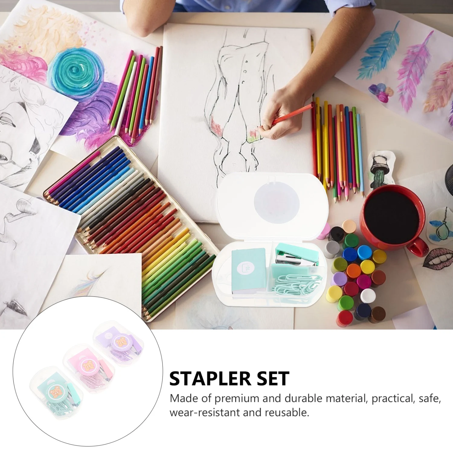 3 Sets Office Stapler Kit Stapler Clips Set Multi-use Binding Tools Office Binding Tools