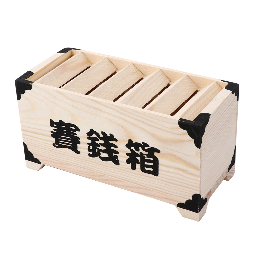 1pc Wood Saving Box Desktop Adornment Wood Pigggy Bank for Home (Wood Color)