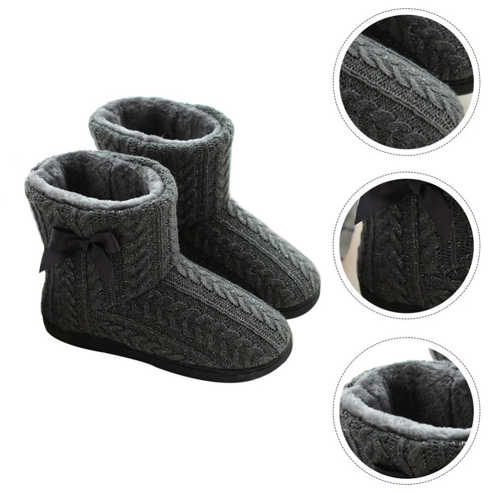 1Pair Winter Women Home Boots Thicken Non-skid Warm Boots Knitted Shoes