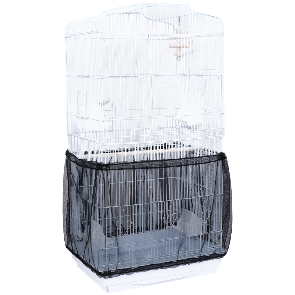 POPETPOP Bird Cage Mesh Cover Dustproof Cage Guard Adjustable Shell Skirt Traps Cage Basket (Black)