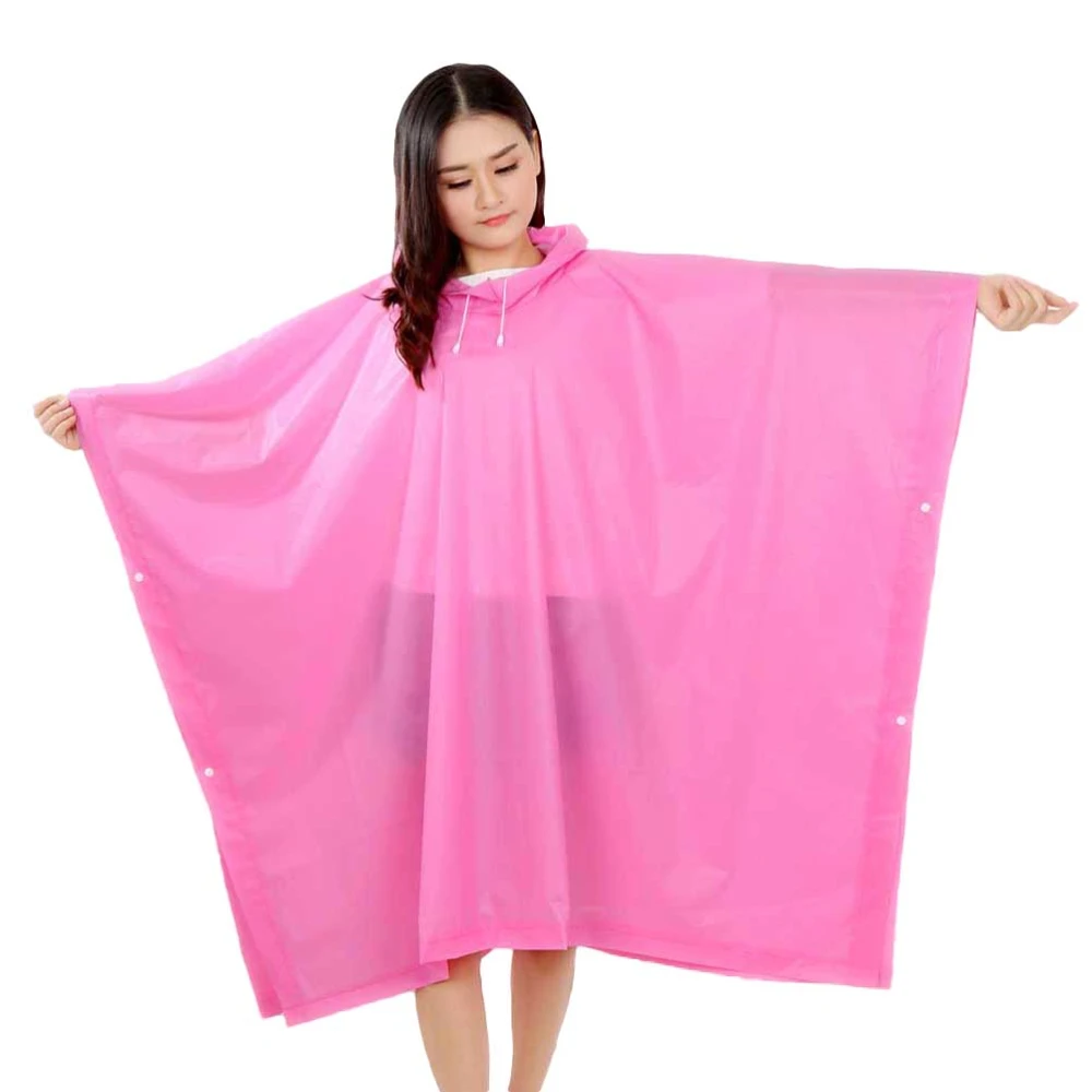 3 Pcs Adults Raincoat Poncho Waterproof EVA Rain Capes Eco-frinedly Rain Hooded One-Piece Rainwear Translucent Rainwear  (Pink)