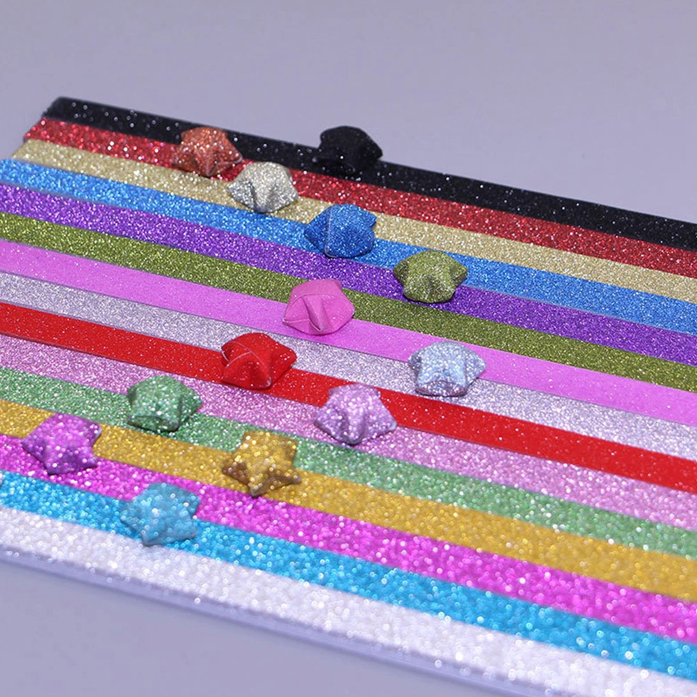 18 Packages of Glitter Star Folding Paper Rainbow Five Star Paper for DIY Craft (Mixed Color)