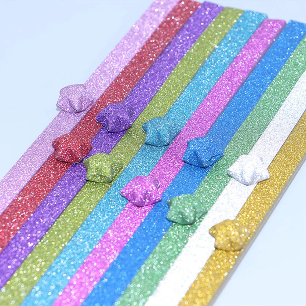 18 Packages of Glitter Star Folding Paper Rainbow Five Star Paper for DIY Craft (Mixed Color)