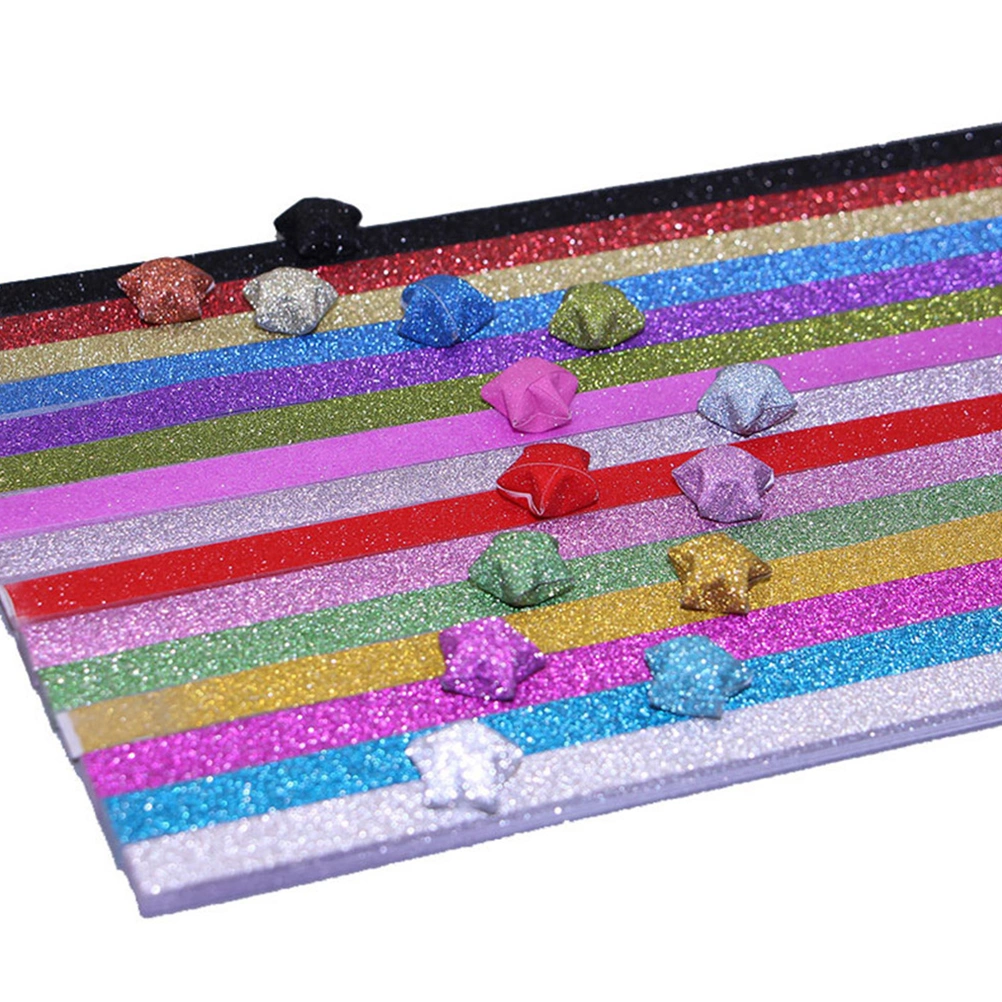 18 Packages of Glitter Star Folding Paper Rainbow Five Star Paper for DIY Craft (Mixed Color)